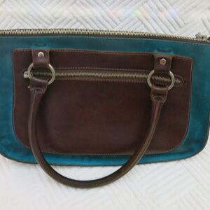Dean Brown Leather and Teal Suede handbag